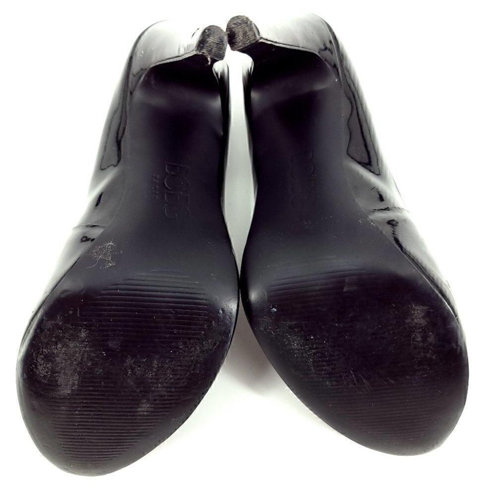 BCBG Paris Black Stilleto Women's 7 Slip On Glossy Shiny Pantented High Heels - Picture 7 of 8